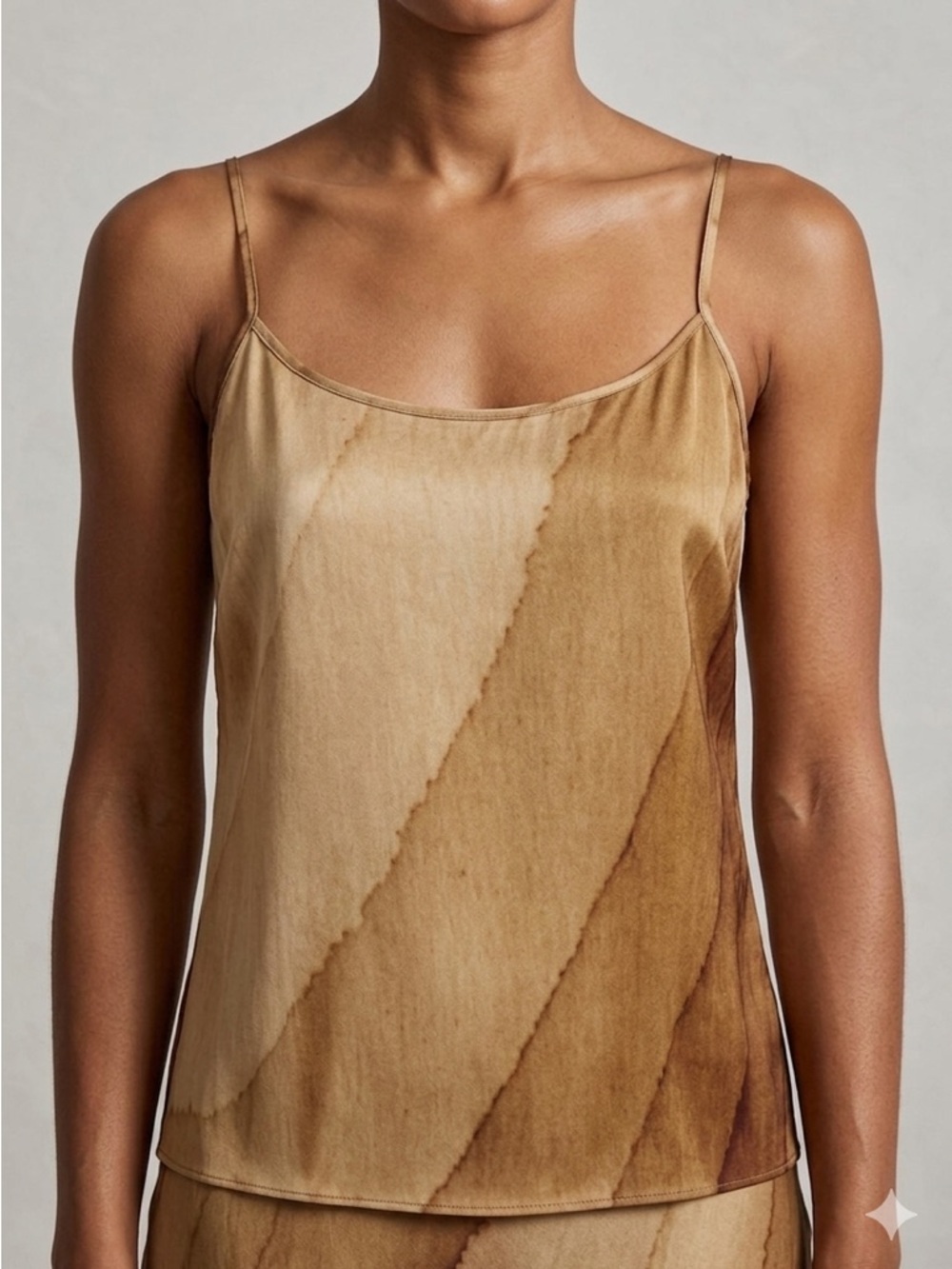 Skims Silk Blend Sleep Cami Tank in Oak Size XXS Adjustable Straps Relaxed Fit